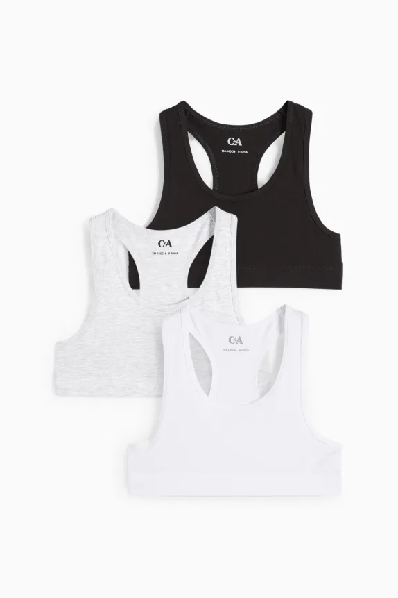 Multipack of 3 - crop top light gray-melange