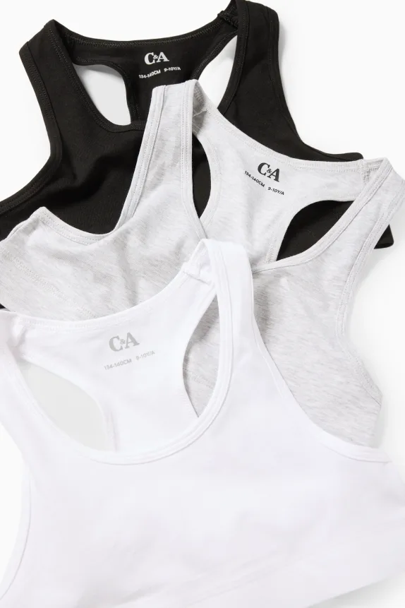 Multipack of 3 - crop top light gray-melange