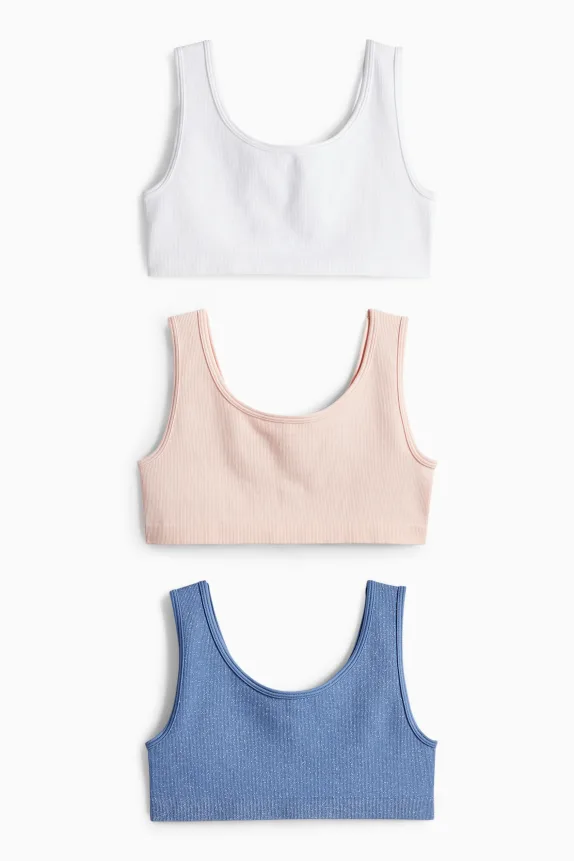 Multipack of 3 - crop top - ribbed blue