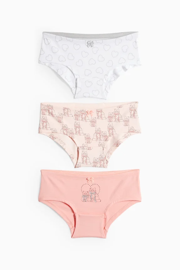 Multipack of 3 - heart and cat - shorts rose