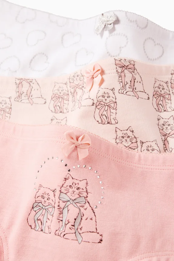 Multipack of 3 - heart and cat - shorts rose