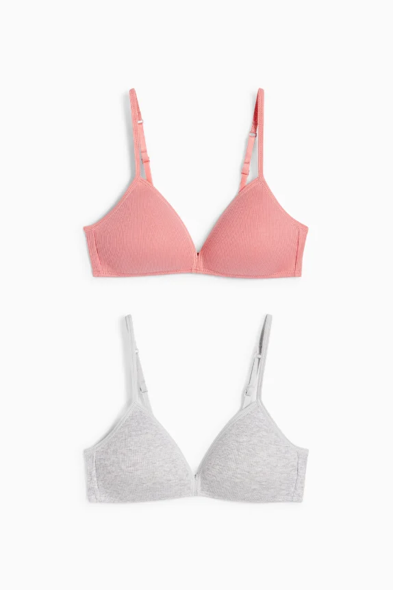 Multipack of 2 - non-wired bra - padded - ribbed rose