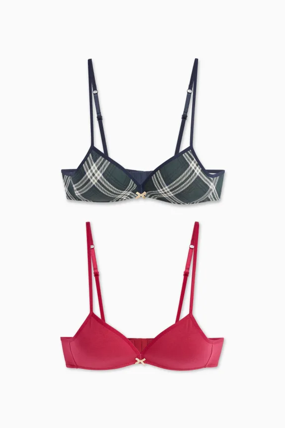 Multipack of 2 - non-wired bra - padded dark red