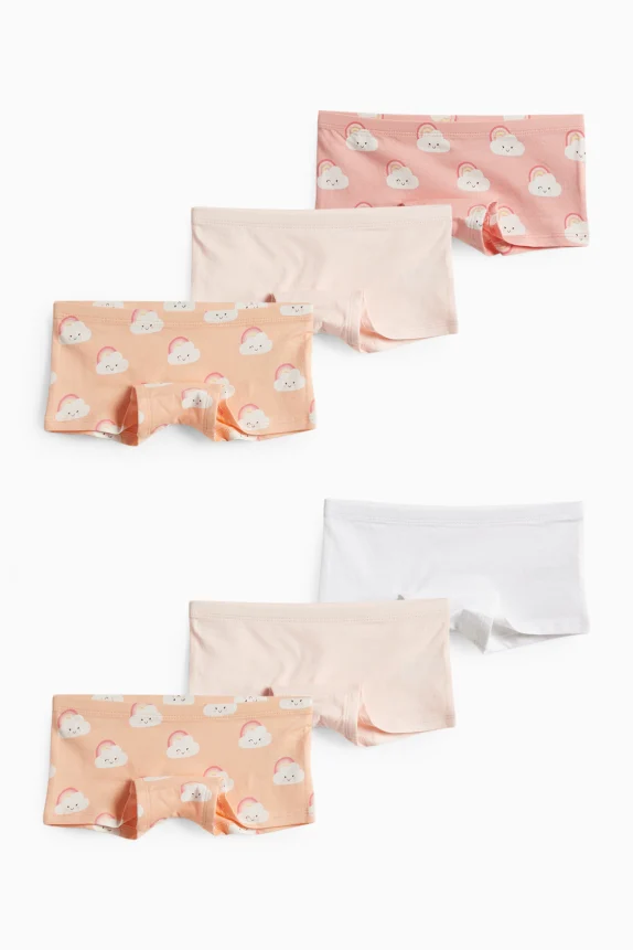 Multipack of 6 - cloud and rainbow - shorts orange