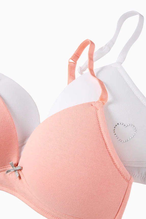 Multipack of 2 - heart - non-wired bra - padded coral
