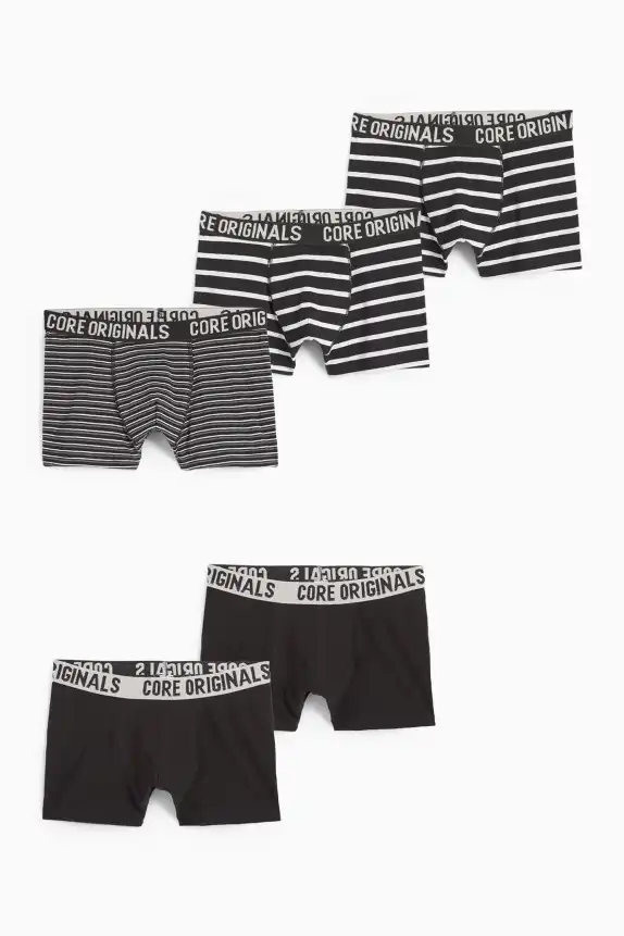 Multipack of 5 - boxer shorts black / white