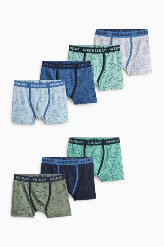 Multipack of 7 - dino - boxer shorts green / dark blue