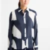 Blouse - patterned dark blue / white