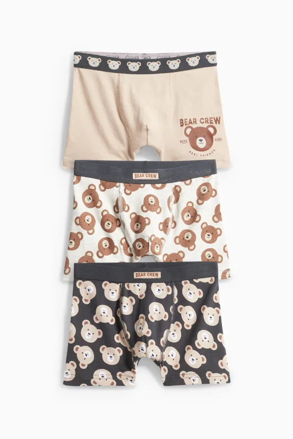 Multipack of 3 - teddy bear - boxer shorts black / beige