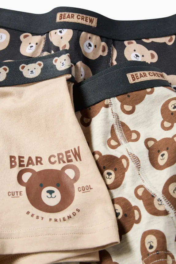 Multipack of 3 - teddy bear - boxer shorts black / beige