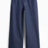 Wide leg jeans - mid-rise waist denim-dark blue