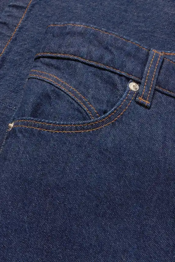 Wide leg jeans - mid-rise waist denim-dark blue