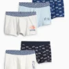Multipack of 5 - racing - boxer shorts white / blue