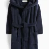 Bathrobe with hood dark blue