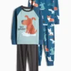 Multipack of 2 - dog - fleece pyjamas - 4 piece blue