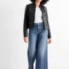 Wide leg jeans - mid-rise waist blue denim