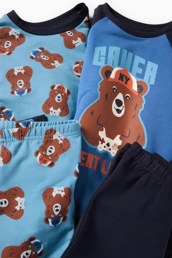 Multipack of 2 - teddy bear - pyjamas - 4 piece dark blue