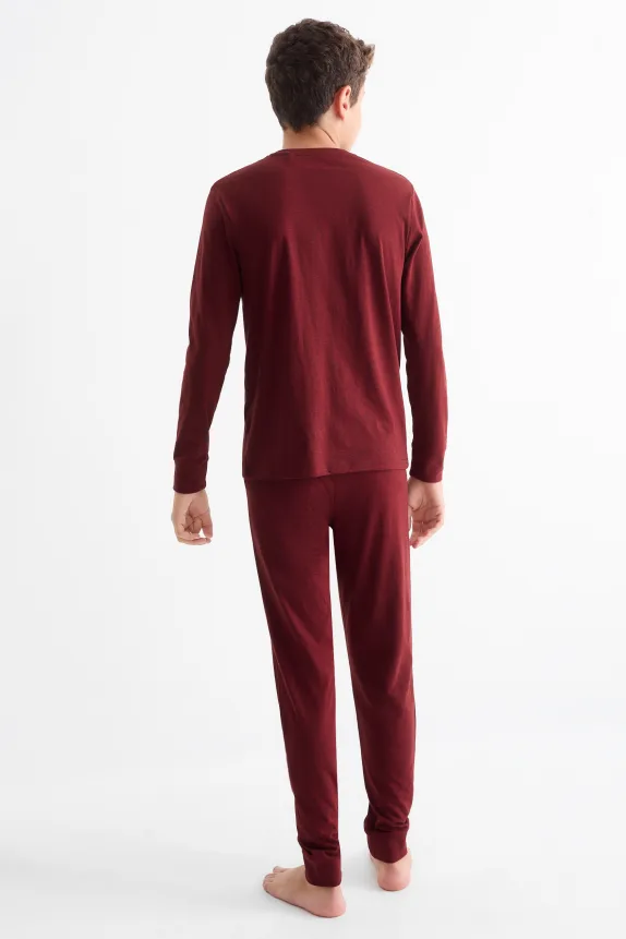 Multipack of 2 - wolf - pyjamas - 4 piece red / gray
