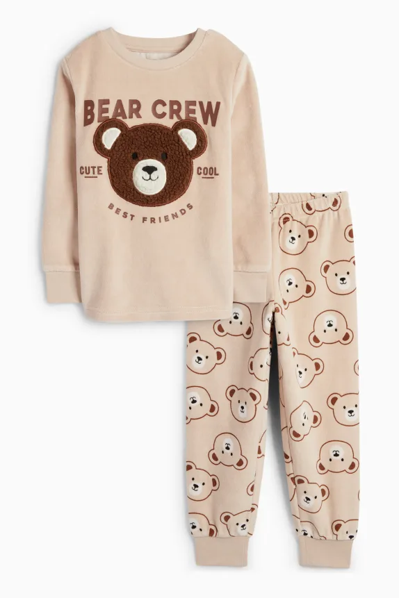 Teddy bear - winter pyjamas - 2 piece light brown