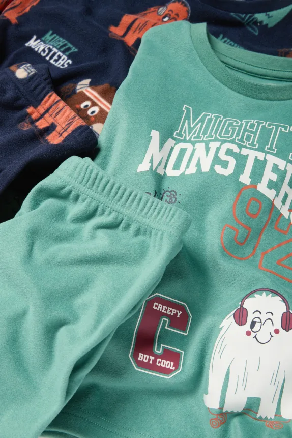 Multipack of 2 - monster - pyjamas - 4 piece green