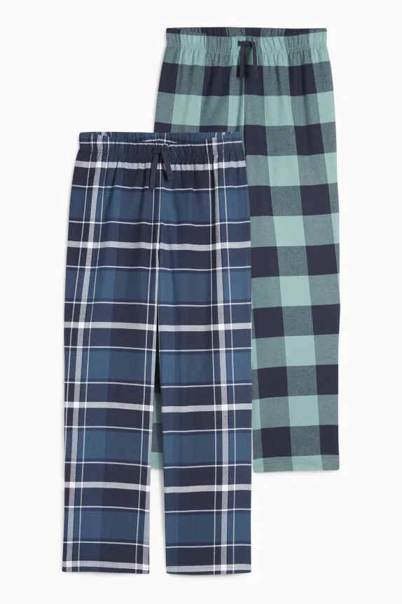 Multipack of 2 - pyjama bottoms - check dark blue