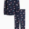 Police car and fire engine - pyjamas - 2-piece - textured dark blue