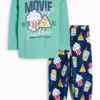 Popcorn and nachos - fleece pyjamas - 2 piece green