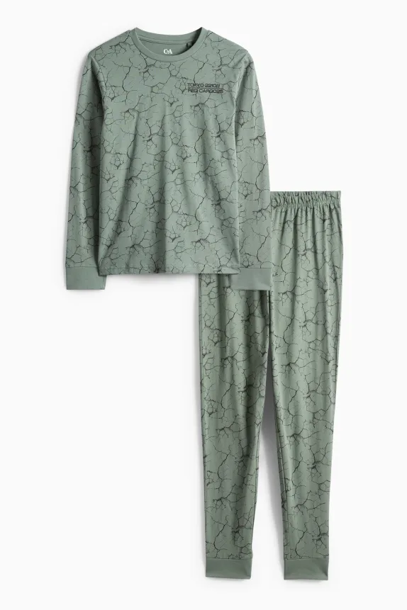 Pyjamas - 2 piece - patterned green