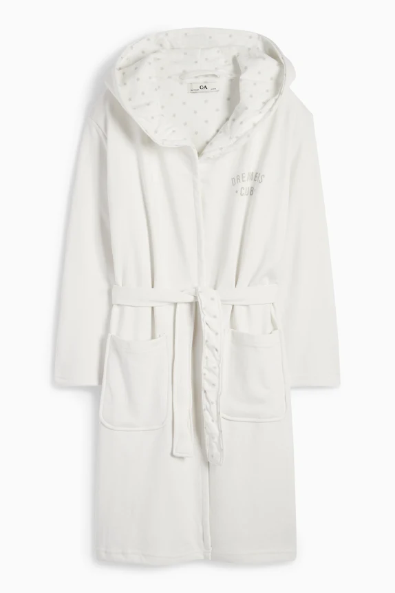 Bathrobe with hood white