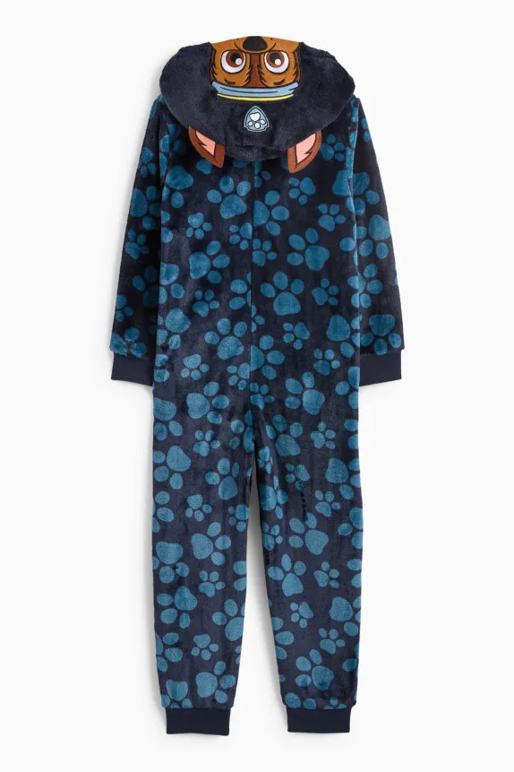 PAW Patrol - Chase, Marshall, Rubble - onesie with hood dark blue