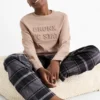 NYC - pyjamas with flannel bottoms - 2 piece beige