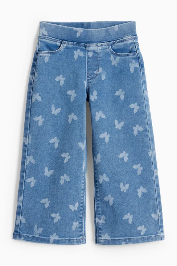 Butterfly - wide leg jeggings blue denim