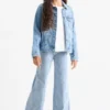 Wide leg jeans - patterned light blue