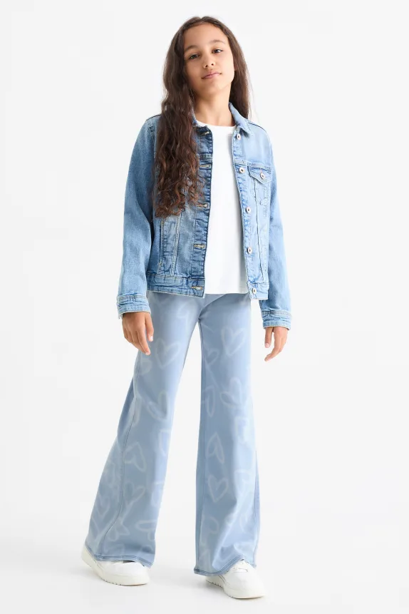 Wide leg jeans - patterned light blue
