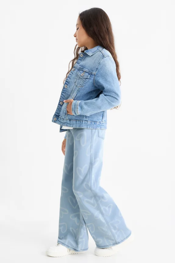 Wide leg jeans - patterned light blue