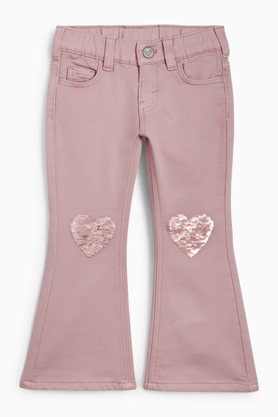 Heart - flared jeans - thermal jeans rose