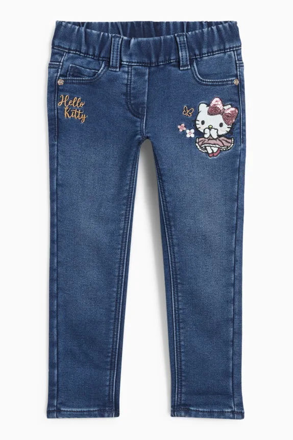 Hello Kitty - skinny jeans - thermal jeans blue denim