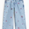 Floral - wide leg jeans - LYCRAÂ® denim-light blue