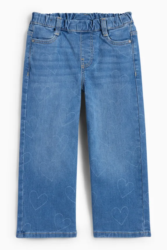 Wide leg jeans - LYCRAÂ® - patterned denim-light blue