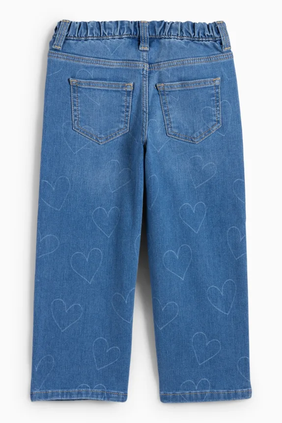 Wide leg jeans - LYCRAÂ® - patterned denim-light blue