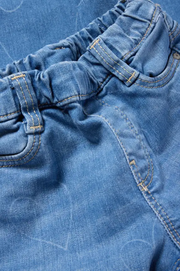 Wide leg jeans - LYCRAÂ® - patterned denim-light blue