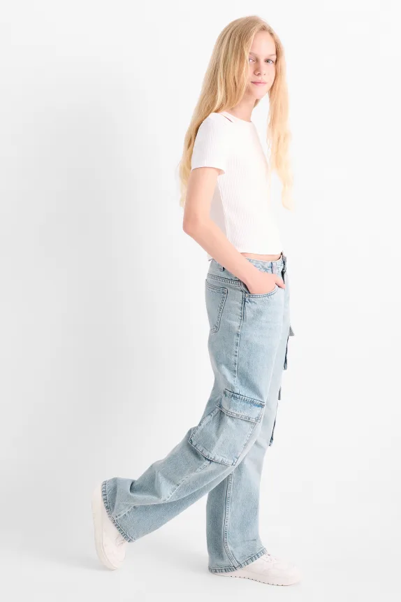 Cargo jeans denim-light blue