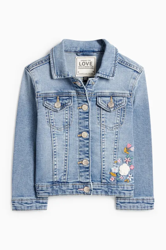 Floral - denim jacket blue denim