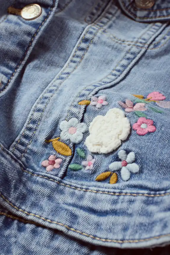 Floral - denim jacket blue denim
