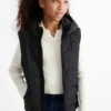 Quilted gilet with hood - water-repellent black