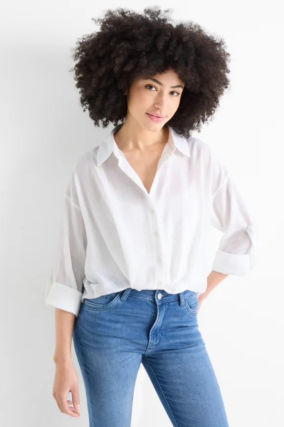 Blouse with knot detail white