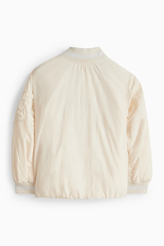 Floral - bomber jacket - lined light beige