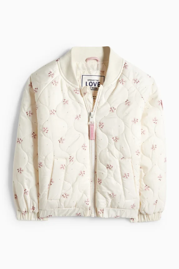 Floral - quilted jacket cremewhite
