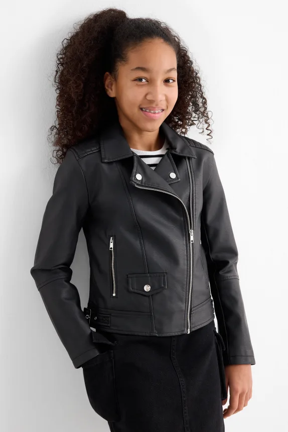 Biker jacket - faux leather black