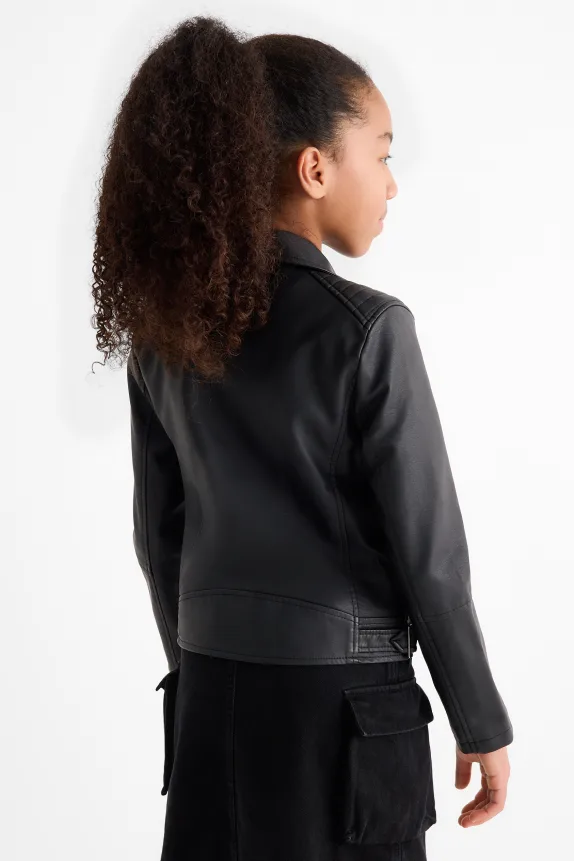 Biker jacket - faux leather black